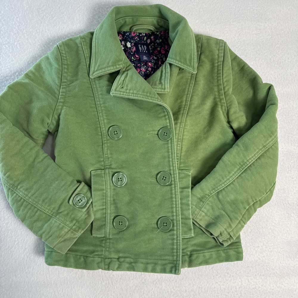 Gap Kids Blazer‎ Double Breasted Jacket Granola Girl Boho Size 8 Green
